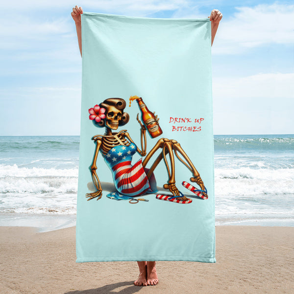 Drink Up Bitches - American Flag Design Towel