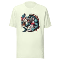 Crazy Patriotic Fish Drinking Beer With American Flag Unisex t-shirt