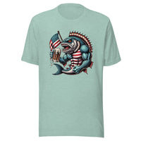 Crazy Patriotic Fish Drinking Beer With American Flag Unisex t-shirt