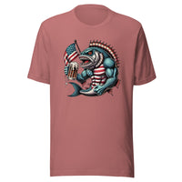 Crazy Patriotic Fish Drinking Beer With American Flag Unisex t-shirt