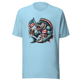 Crazy Patriotic Fish Drinking Beer With American Flag Unisex t-shirt