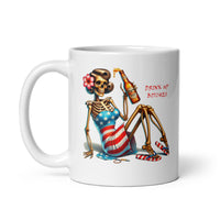 Drink Up Bitches - American Flag Design White glossy mug