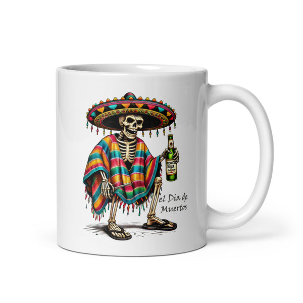 el Dia de Muertos - Mexico Holiday Day of the Dead White glossy mug