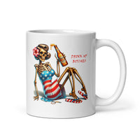 Drink Up Bitches - American Flag Design White glossy mug