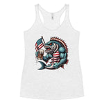 Crazy American Flag Design Fish With Beer Women's Racerback Tank