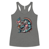 Crazy American Flag Design Fish With Beer Women's Racerback Tank