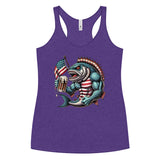 Crazy American Flag Design Fish With Beer Women's Racerback Tank