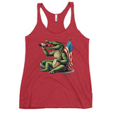 Beer Belly! Alligator American Flag and a Beer Women's Racerback Tank