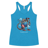 Florida Lizard - American Flag Design Beer Women's Racerback Tank