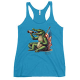 Beer Belly! Alligator American Flag and a Beer Women's Racerback Tank