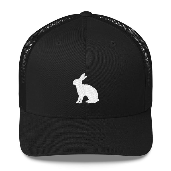 White Rabbit Embroidered Snapback Trucker Cap