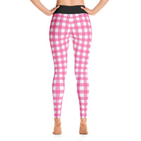 Pink & White Check All Over Print Yoga Pants /  Leggings
