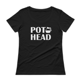 Pot Head - Funny Coffee Pot Ladies' Scoopneck T-Shirt