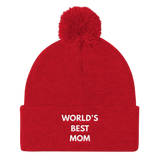 World's Best MOM - Embroidered Pom Pom Knit Cap
