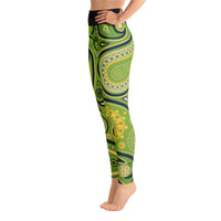 Green Paisley All Over Print Yoga Pants / Leggings