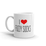 I LOVE FUZZY SOCKS White glossy mug