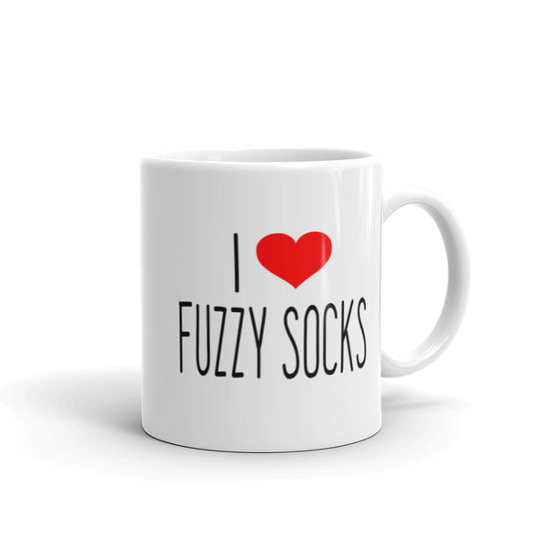 I LOVE FUZZY SOCKS White glossy mug