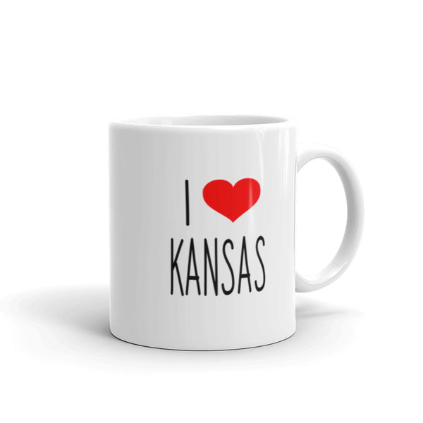 I Love KANSAS White glossy mug