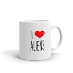 I Love ALIENS White glossy mug
